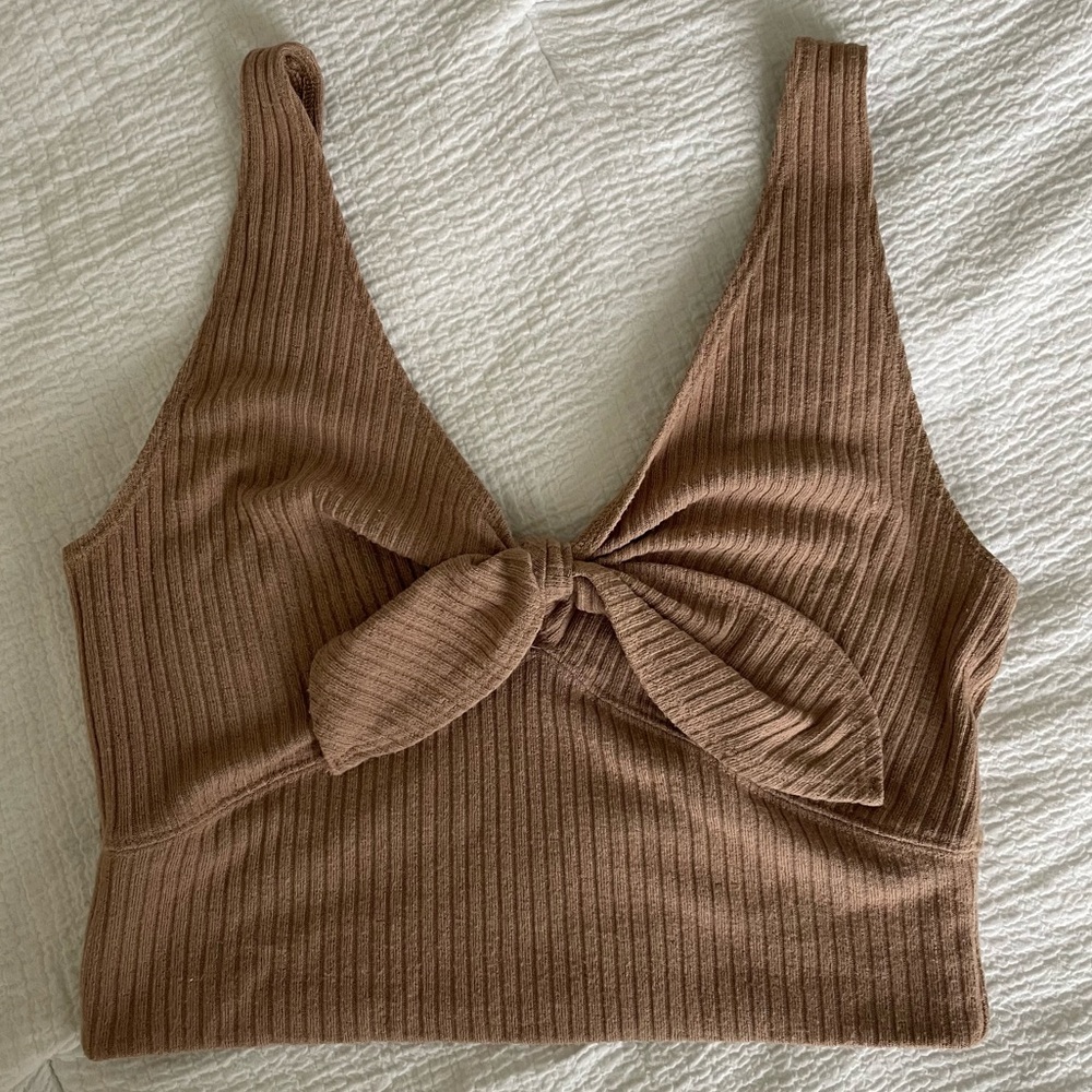 Abercrombie Brown Ribbed Crop Top